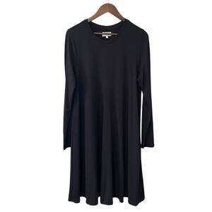 Lou & Grey Long Sleeve Black Swing Dress Womens size L Minimalist Casual Comfort